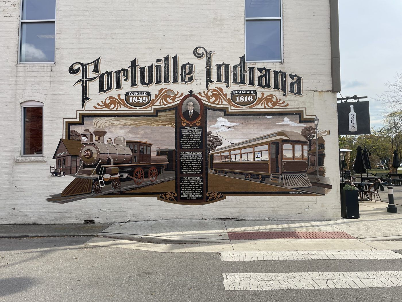 A colorful mural in downtown Fortville